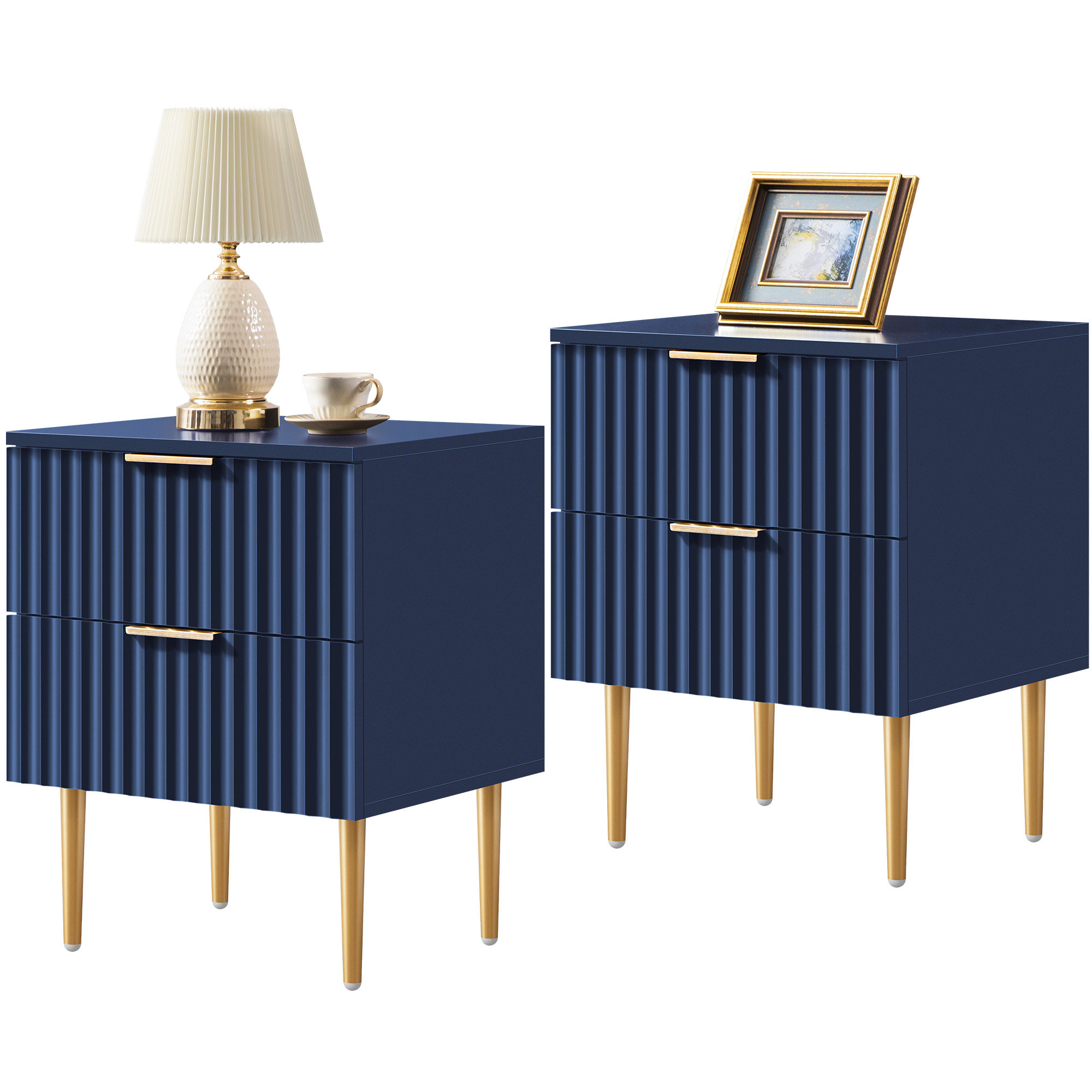 Mercer41 Rishaw Fluted Nightstand With 2 Drawers & Reviews | Wayfair