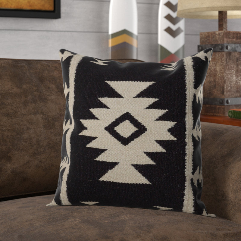 Housse de coussin en laine Donner, Noir