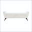 Banc de rangement moderne de 60 po avec pieds en bois Mid-Century et tissu Teddy - crème