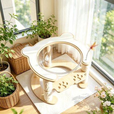 Arbre à chat avec capsules spatiales en acrylique, griffoir en jute, tour à chat, convient aux chatons et aux chats à pattes courtes, ne nécessite aucun espace au sol - maison pour chat, jouet pour chat