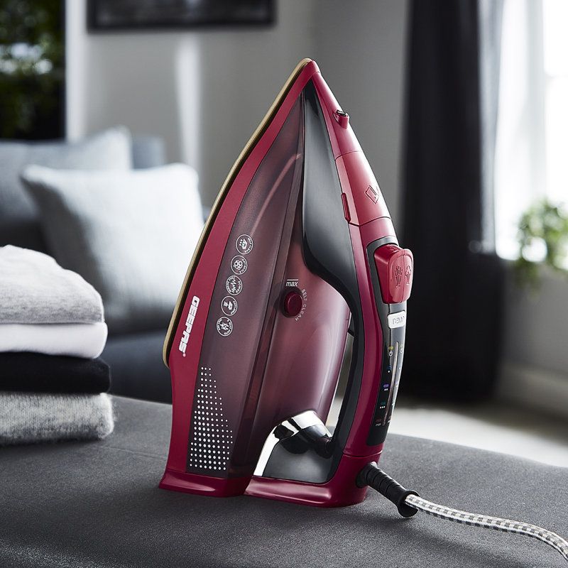 GEEPAS Steam Iron with LED Display | Clothes Dry & Steam Press | 40s Fast Heat-Up Vertical Steaming | Ceramic Soleplate Adjustable Temperature | 350ml Tank 0.5g/Steam Output | 2 Year Warranty 2400W