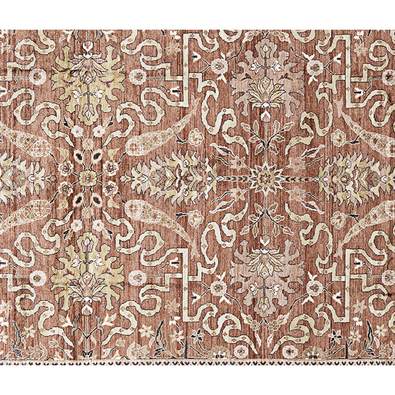 Hand Knotted Cotton Area Rug in Red And Ivory