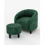 Ensemble fauteuil et repose-pieds ronds en velours vert vintage - Fauteuil lounge rond avec repose-pieds pour coin lecture, salon/chambre-823794865