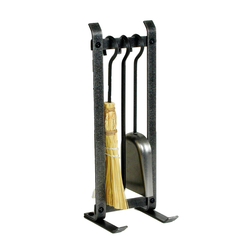 Compact Hammered Steel Fireplace Tool Set with Stand