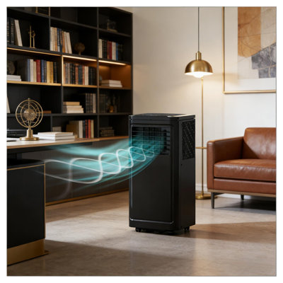 8,000 BTU Portable Air Conditioner with Manual Swing, Black ABS Cooling Unit for Home Office