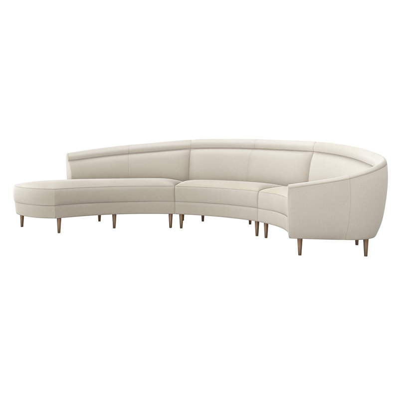 Capri Upholstered Curved Sectional, Left Hand Facing, Icy Gray, Pearl 100% Polyester