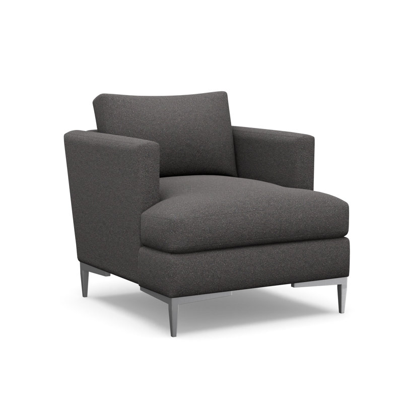 Fauteuil d'appoint Aiden, Acier inoxydable poli, Gris anthracite Rise (tissu performance) 1357-95
