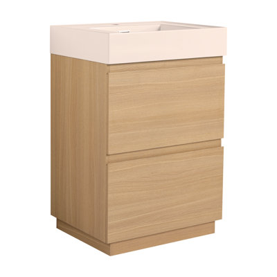 24" Bathroom Vanities with Single Sink Combo, Undermount Bathroom Sink Cabinet with Double drawer