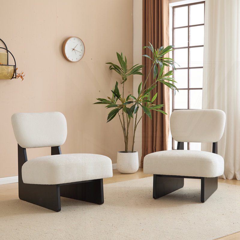 Ensemble de 2 chaises longues modernes, Beige, Noir