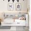 Lit de jour simple en bois avec lit gigogne simple, lit de jour avec tablette de rangement et ports de chargement USB