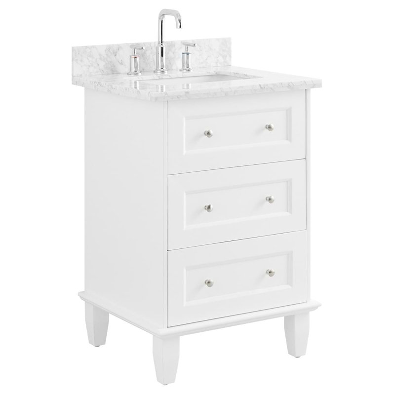 Nora 24" Freestanding Standard Single Bathroom Vanity with Top, White