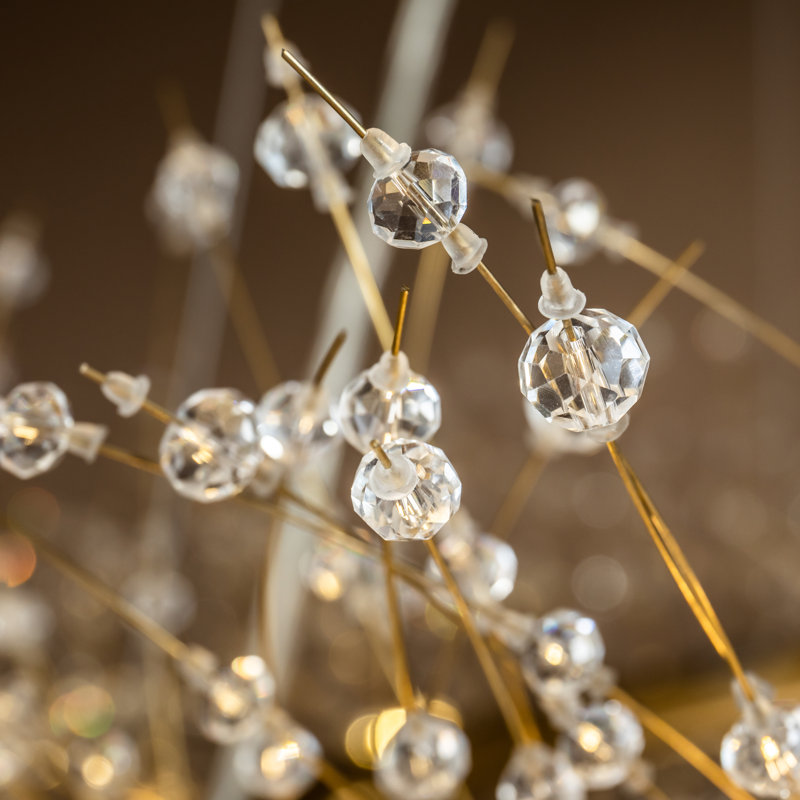 Luminaire suspendu en cristal Galewood Modern Glam Firework, Or antique, H 85,7 po x l 39,4 po x P 39,4 po, 12