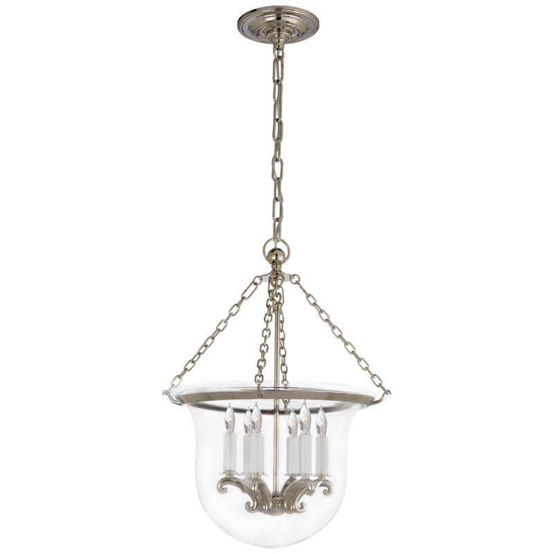 Chapman & Myers Country Bell Jar Lantern, 21" H x 15.5" W x 15.5" D, Polished Nickel