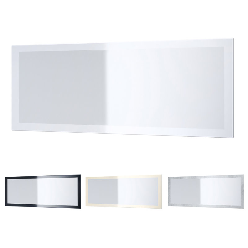 Comptche Flat Full Length Mirror, 139cm H x 55cm W, High-Gloss Cream