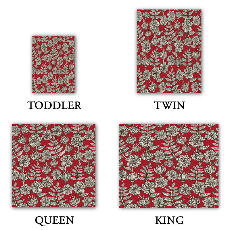  Ensemble de housse de couette Julia Grifol Kenia, 1 housse de couette grand + 2 taies standards, Rouge / Mauve
