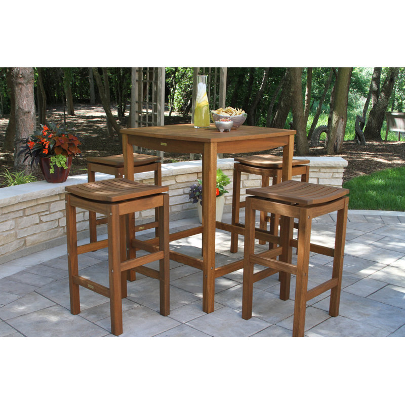 Tucker 4 - Person Wood Patio Dining Set with Square Table