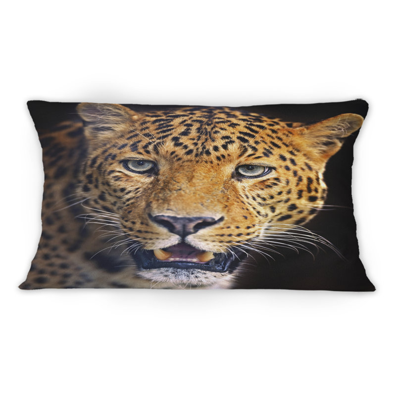 Portrait d'un léopard II - coussin décoratif traditionnel imprimé