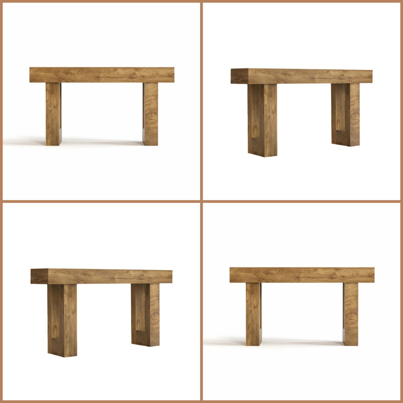 63" Natural Wood Console Table, Farmhouse Entryway Sofa Table with Storage, Rustic Hallway Furniture