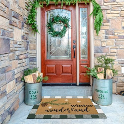 2 paillassons Winter Wonderland Coir Paillassons Tapis de porte d'extérieur en couches Buffalo