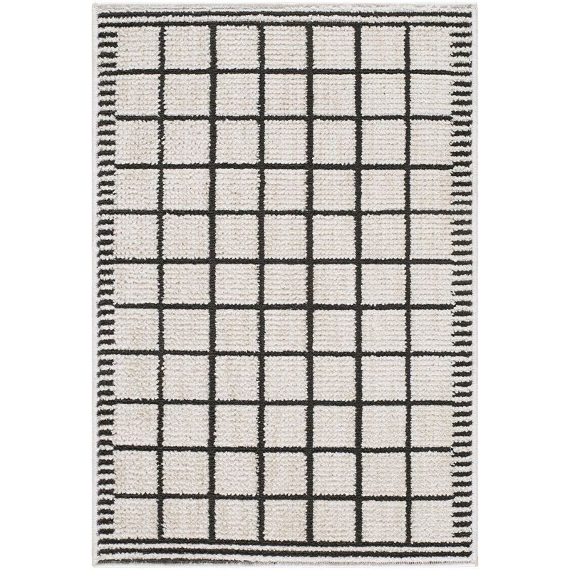 ELLE Decor X Livabliss Smathering Machine Woven Rug, Rectangle 5'3" x 7', Cream