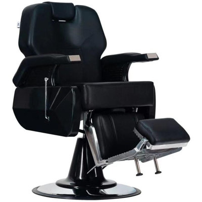 Premium Modern Black Extra Wide Hydraulic Recline Barber Chair