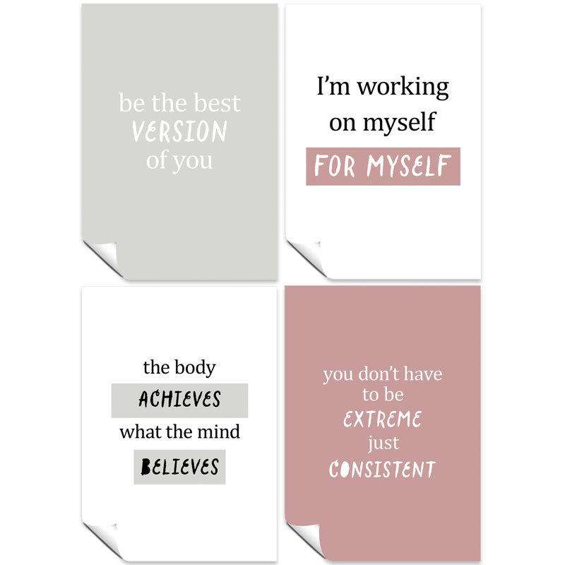 Be the Best Version of You, I'm Working for Myself, the Body Achieves What the Mind Believes, and You Don't Need to Be Extreme 4 Piece Wall Art
