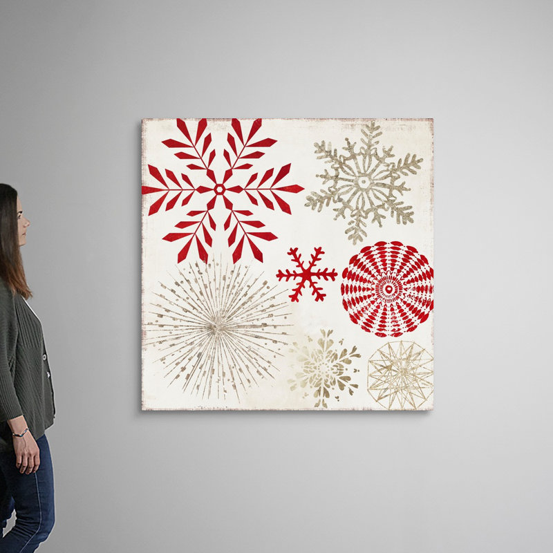 Flocons de neige de Noël-reproduction d’art sur toile, Toile tendue, H 48 po x l 48 po x P 1,25 po