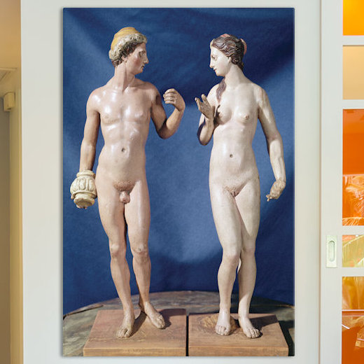 «Adam and Eve» par El Greco, impression sur toile tendue, H 18 po x l 12 po x P 1,5 po, Papier d'art encadré noir