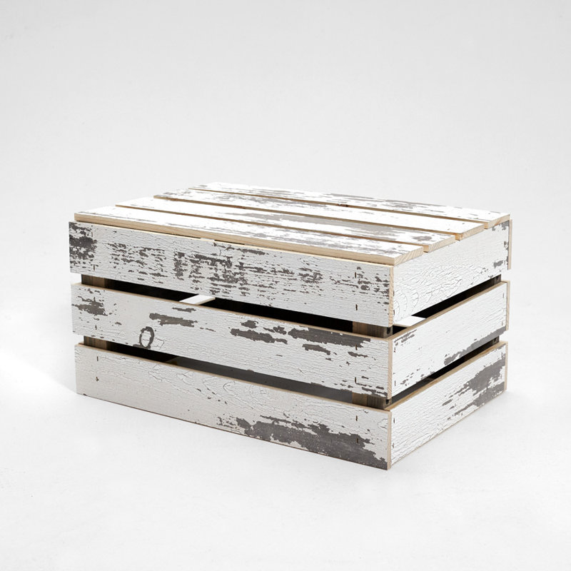 Caisse en bois massif, Blanc