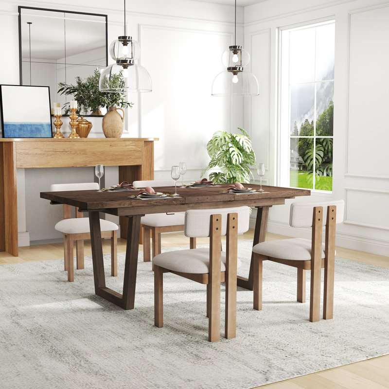 Ensemble de salle à manger de style Mid-Century moderne en bois et chaises rembourrées pour la maison, la cuisine et la salle à manger