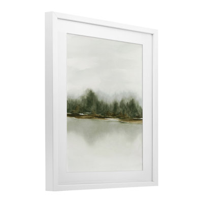 Reproduction encadrée sous verre abstrait vert, conception par 1x