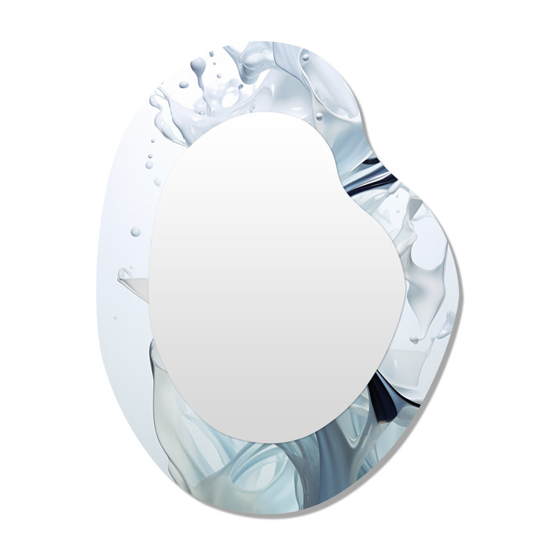 Liquid Source Innocence - Marble Asymmetrical Unique Wall Mirror, Modern Unique Shape Mirror, Printed Metal Art