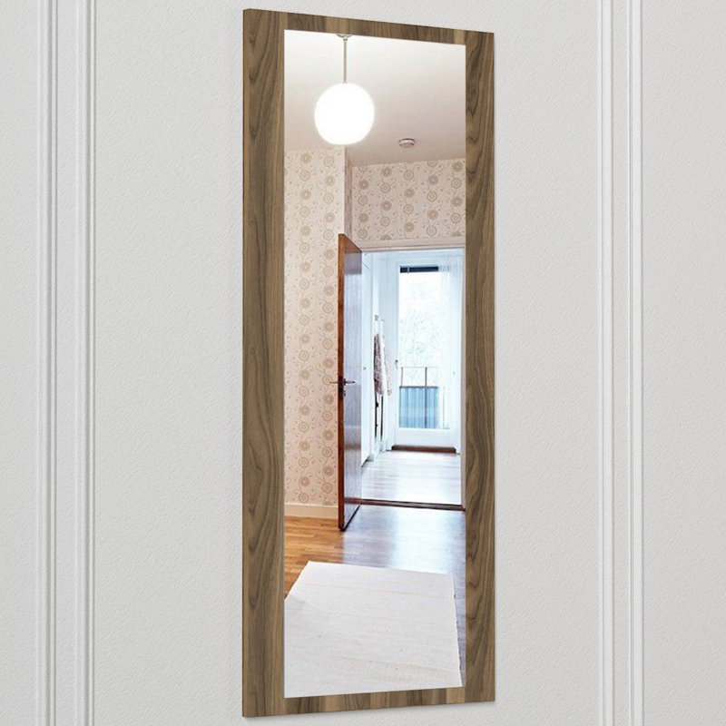 Elliana Wood Flat Wall Mirror, Walnut