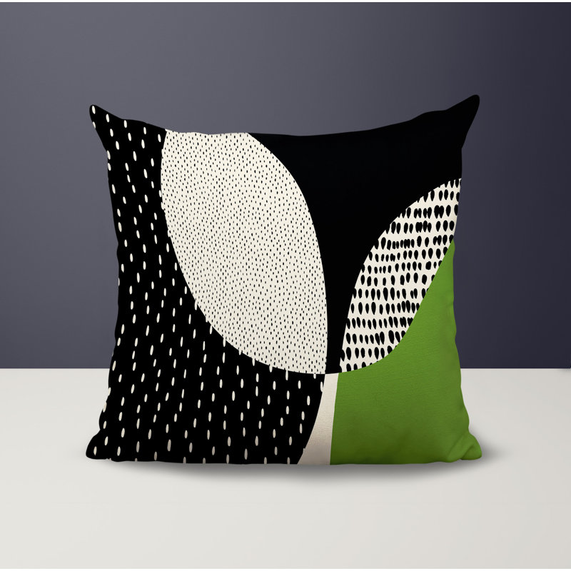 Coussin carré intérieur / extérieur pia, H 17 po x l 17 po, Chartreuse / noir / blanc cassé