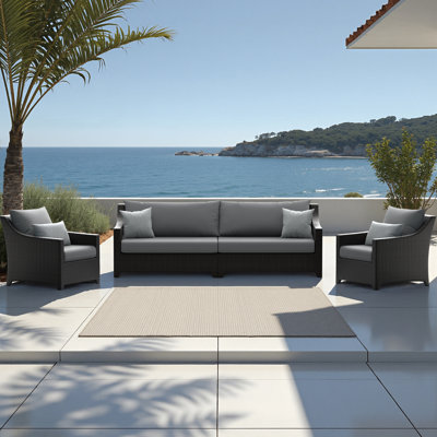 Careen 3 Piece Sunbrella® Outdoor Patio Seating Set - Charcoal Gray