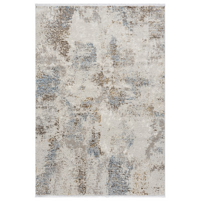 Taige Collection Beige/Blue Abstract Area Rug