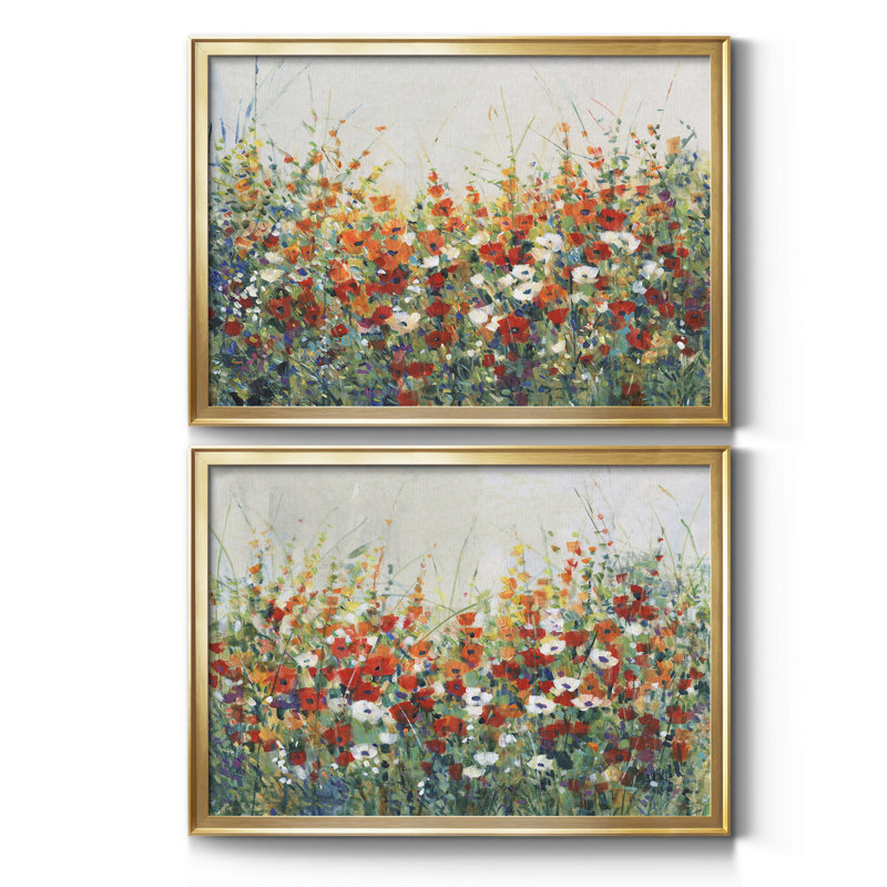 «Garden In Bloom I», ensemble de 2 cadres photo, H 24,5 po x l 37 po x P 1 po, Or