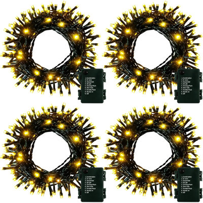 4 Pack Dark Green Wire Warm White String Lights 16.5ft