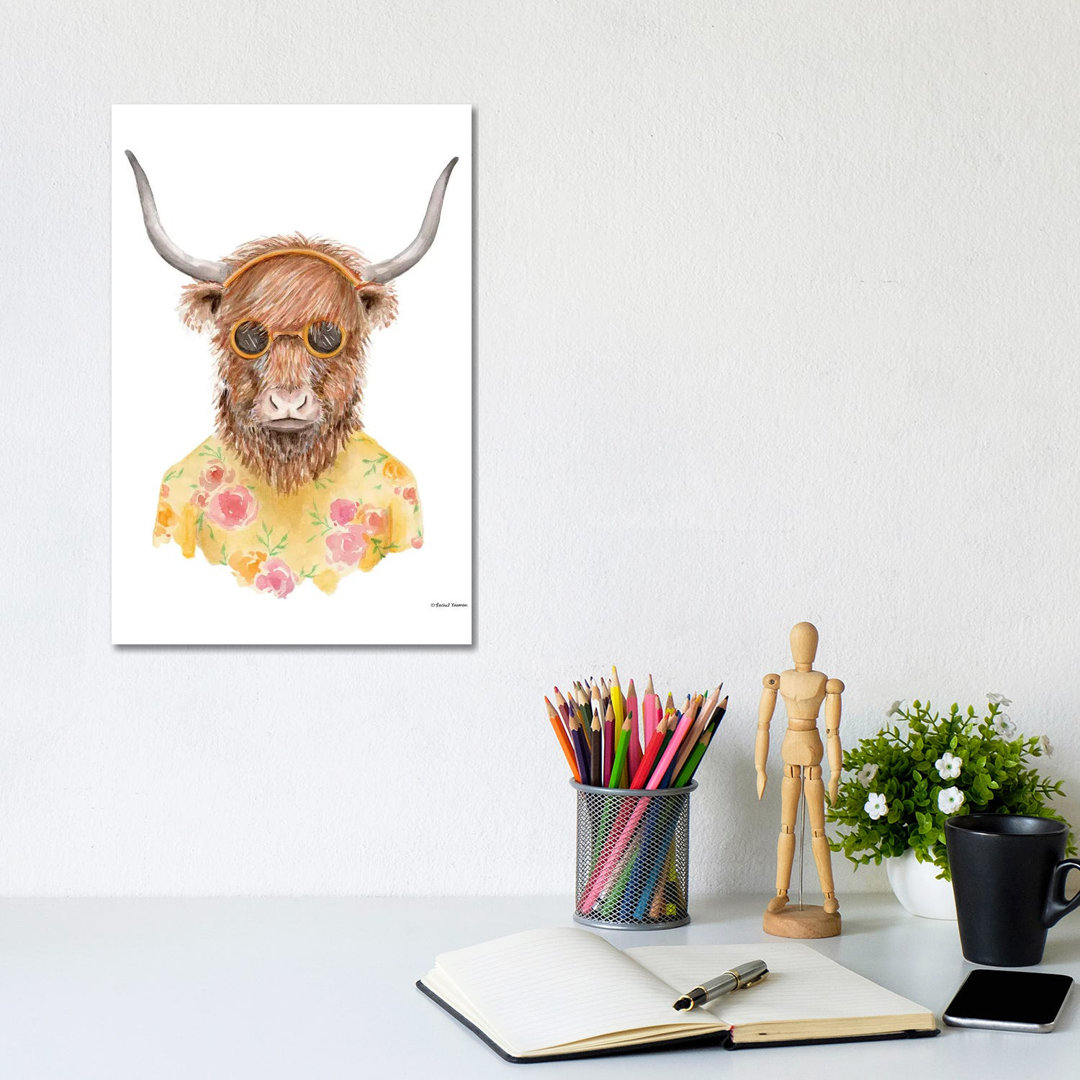 Yak In Yellow von Rachel Nieman - Galerie-verpackte Leinwand Giclée auf Leinwand