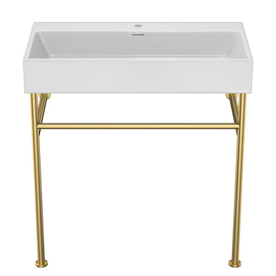 Lavabo de salle de bain console rectangulaire de 29,7 po APRESSHUI