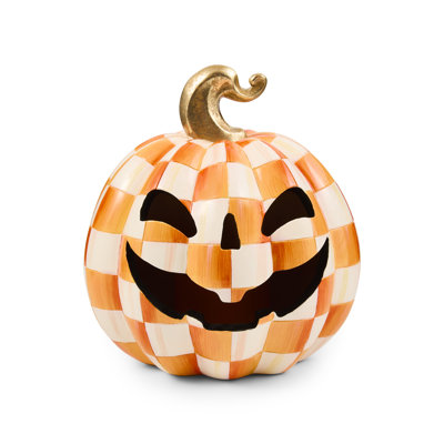 Orange Check Small Illuminated Jack O'Lantern