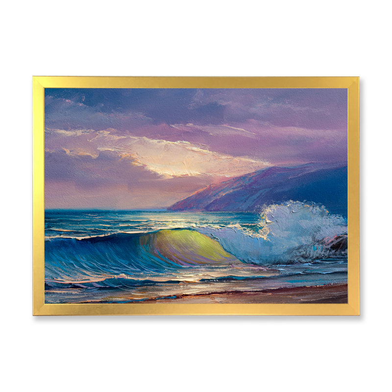 «Beautiful Blue Ocean Sunset And Waves V», reproduction d'art sur toile nautique et côtière, H 24 po x l 36 po x P 1 po