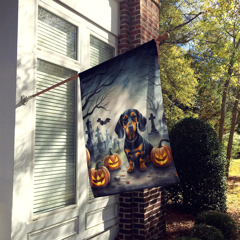 Drapeau teckel de la maison d'Halloween effrayant