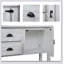 Console en bois massif avec 2 tiroirs, armoires et tablette inférieure pour un rangement polyvalent et un style rétro-1725629395