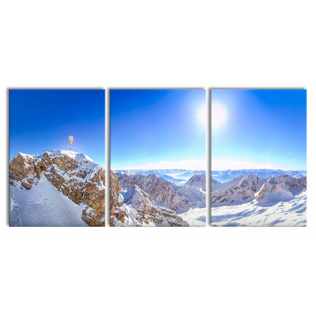 3-tlg. Leinwandbilder-Set Zugspitze in the Sunlight