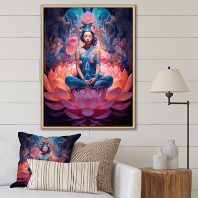 «Blue Yoga Pink Lotus Woman I» sur toile