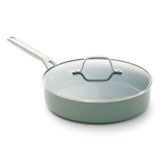 Ceramic Nonstick 3-Qt. Saut Pan with Lid, Silver Ash