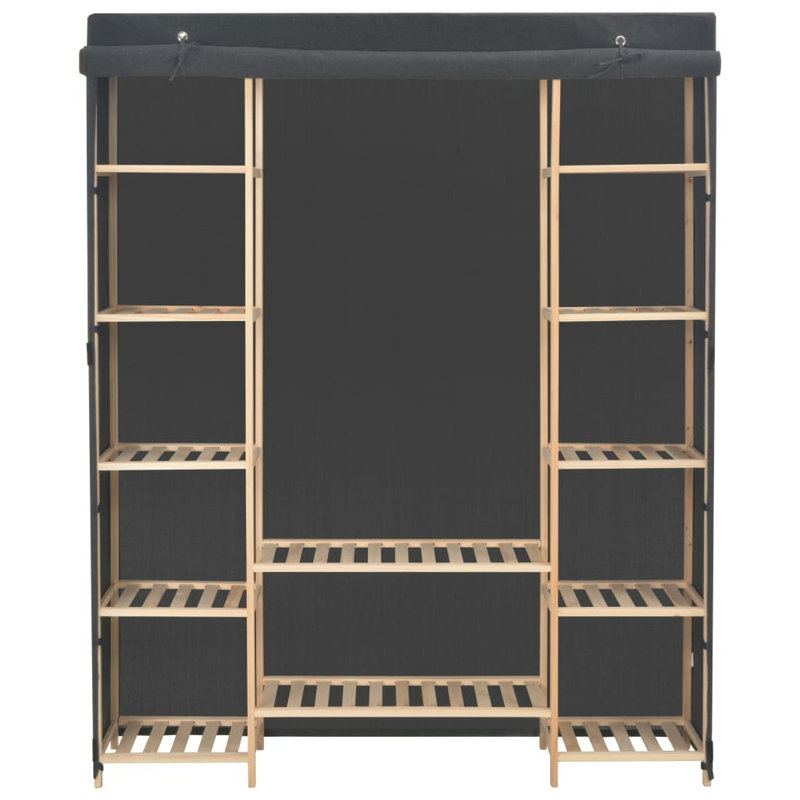 1 Door Solid Wood Wardrobe, Grey