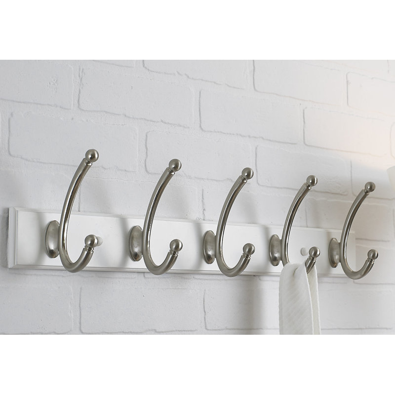 Porte-manteau mural contemporain, Blanc / nickel brossé