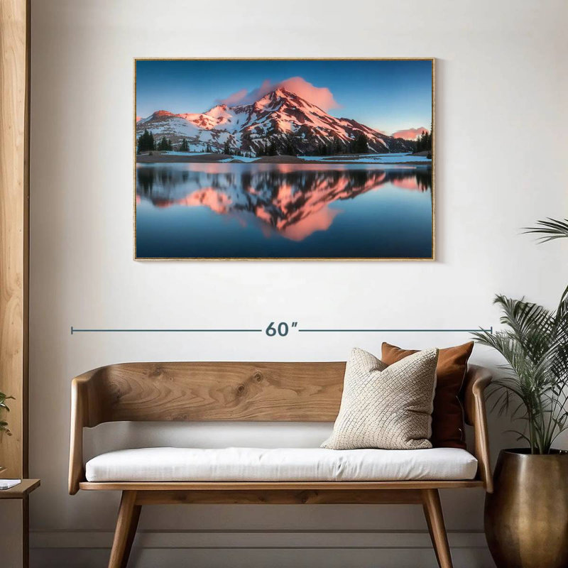 South Sister Mountains, Cadre flottant en bois naturel, 43 po x 29 po